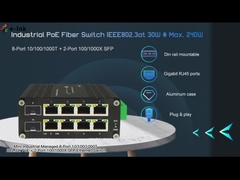 Interruptor manejado industrial 8x10/100/1000T del PoE del carril del dinar 802.3at + 2x100/1000X SFP