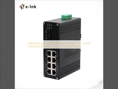 Interruptor Ethernet con 8 puertos industriales 10/100/1000M/2.5G BASE-TX + 2 puertos 1.25G/2.5G/10G SFP+ BASE-FX