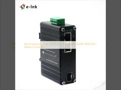 Mini Convertidor de Medios Industrial de 1 Puerto 1000X a 2 Puertos 10/100/1000B 30W PoE+