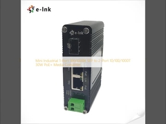 Mini Industrial 1-puerto 100/1000X SFP a 2-puerto 10/100/1000T 30W PoE + Convertidor de medios