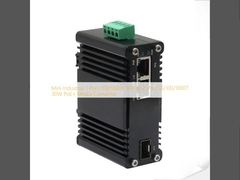 Mini Industrial 1-puerto 100/1000X SFP a 2-puerto 10/100/1000T 30W PoE + Convertidor de medios