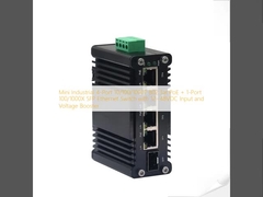 Mini Industrial Switch Ethernet de 4 Puertos 10/100/1000T 802.3at PoE + 1 Puerto 100/1000X SFP con Entrada de 12~48VDC y Amplificador de Voltaje