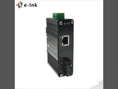 Mini Convertidor de medios industrial 100BASE-FX a 10/100BASE-T 30W PoE+ con 1 puerto 100Base-FX SC