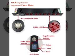 PDU de 19 pulgadas 1U de 8 puertos con medidor incorporado y pantalla OLED