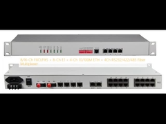 Multiplexor de fibra óptica 8/16 canales FXO/FXS + 8 canales E1 + 4 canales Ethernet 10/100M + 4 canales RS232/422/485