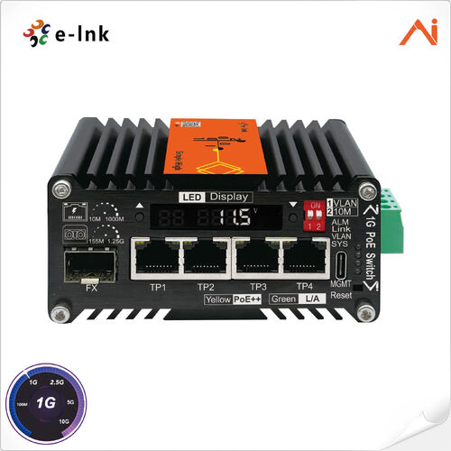 Latest company news about Serie E-link LNK-AIMC104: Mini Industrial AI Smart Managed Switches de No PoE a PoE de 90 W++