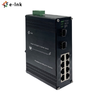 Gigabit portuario 10/100 del puerto del interruptor 8 de Ethernet/1000Base-T 2 industriales de aluminio 1000BASE-X