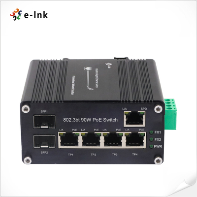 Industrial sin administrar 4 puertos 802.3bt 90W PoE Switch con 1-puerto RJ45 y 2-puerto Fibra SFP
