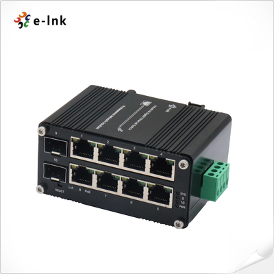 Interruptor PoE 8 puerto 10/100/1000T 802.3at 30W a 2 puertos 100/1000X Interruptor administrado por Din Rail