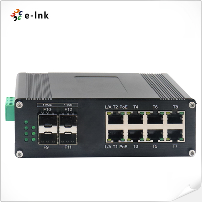 Interruptor de red gestionada portuario endurecido de 8 POE con el caso de aluminio IP40