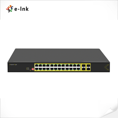 Switch PoE 802.3at de 24 puertos 10/100/1000T montable en rack 1U gestionado L2 con 4 puertos SFP de fibra Gigabit 1000X