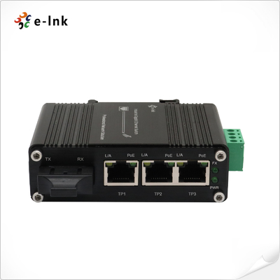 Mini Industrial 3-Port 10/100/1000T 802.3at PoE + 1-Port 1000X SC Ethernet Switch con entrada de 12 ~ 48VDC y refuerzo de voltaje