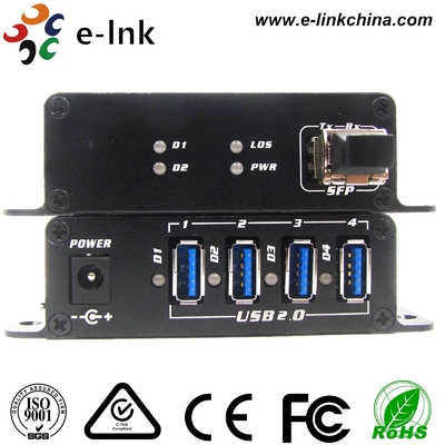 Extensor de fibra USB 2.0 con 4 puertos