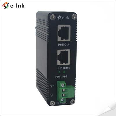 12 ~ 48 V de entrada de energía de corriente continua Gigabit industrial PoE + inyector