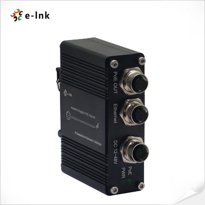 EN50155 Inyector PoE industrial de 1 puerto 10/100/1000 con salida de 30 W, conector M12