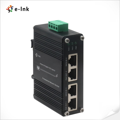 12 ~ 48VDC Entrada de energía Industrial Gigabit PoE + inyector de 2 puertos