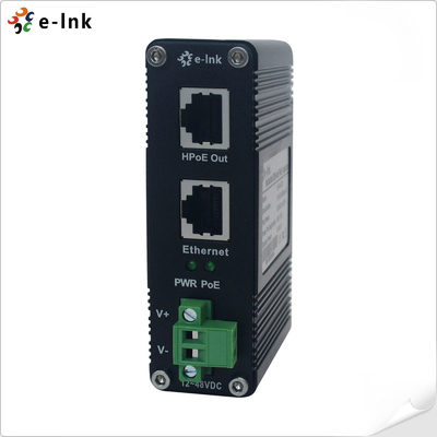 12 ~ 48V DC Entrada de energía industrial Gigabit 60W PoE inyector