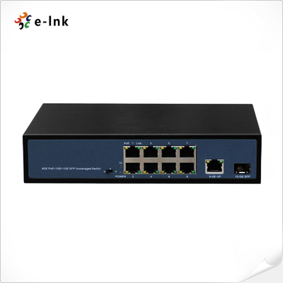 8 puertos 10/100/1000T 802.3at PoE + 1 puerto Ethernet de enlace ascendente + 1 puerto Gigabit SFP Ethernet Switch