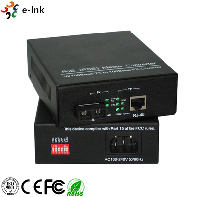 Conversor de medios PoE (PSE) 10/100Base-TX a 100Base-FX
