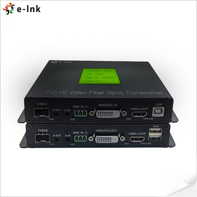 Convertidor de fibra DVI multifunción administrado en la nube 1Ch 1080P DVI + USB KVM + 1Ch RS232 + 1Ch Bidi Stereo Audio + 1Ch GPIO sobre extensor de fibra