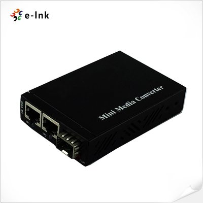 Mini 2x 10/100/1000Base-T RJ45 a 1x 1000Base-X Slot SFP Convertidor de medios Gigabit Ethernet