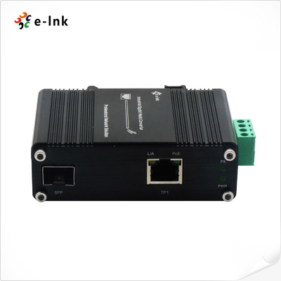 Mini Industrial 1 puerto 100/1000X SFP a 1 puerto 10/100/1000T 60W Convertidor de medios PoE++