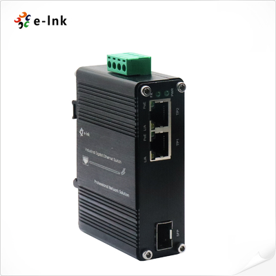 Mini Industrial 1-puerto 100/1000X SFP a 2-puerto 10/100/1000T 30W PoE + Convertidor de medios