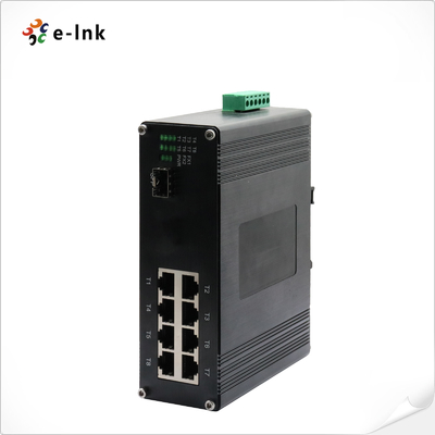 Interruptor Ethernet de base-X de 8 puertos industriales 10/100/1000T 802.3bt PoE + 1 puerto 100/1000