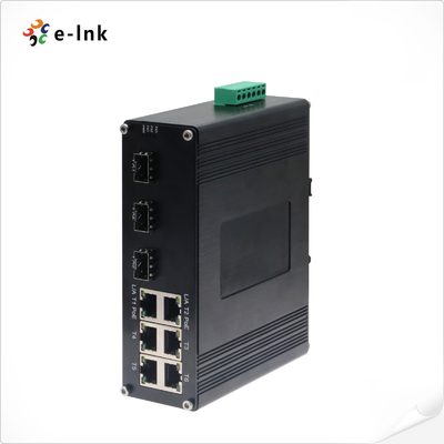 Interruptor Ethernet industrial de 6 puertos 10/100T 802.3af/a PoE + 3 puertos 100BASE-FX