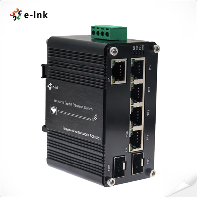 4 puertos industriales 10/100/1000T 802.3bt 90W PoE + 1 puerto 10/100/1000T + 2 puertos 100/1000X SFP Gigabit Ethernet Switch