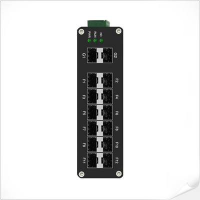 Interruptor de fibra de aluminio industrial L2+ administrado con 12 puertos 1000X SFP + 2 puertos 1000X SFP