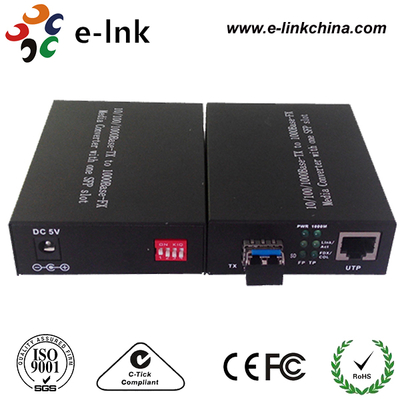 Convertidor de medios Gigabit Ethernet 10/100/1000M Ranura SFP con interruptor DIP