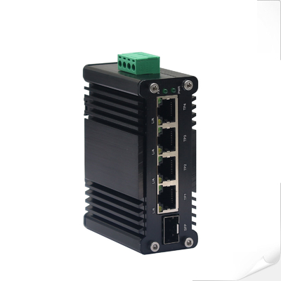 Mini Industrial 4 puertos 10/100/1000T + 1 puerto 100/1000X SFP Gigabit Ethernet Switch