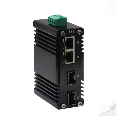 Mini Industrial 2 puertos 10/100/1000T 802.3bt 90W PoE + 2 puertos 100/1000Base-X SFP Ethernet Switch