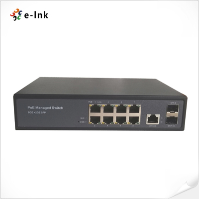 Switch PoE/PoE+ IEEE 802.3af/at de 8 puertos Gigabit gestionados + 2 puertos SFP con detección automática y PoE pasivo de 24V