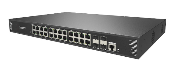 24 puertos 10/100/1000T 802.3at PoE + 4 puertos 10G SFP+ L3 Switch administrado