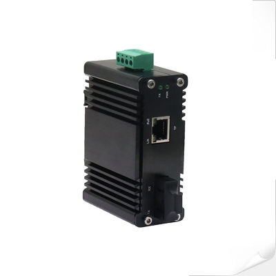 Mini Industrial 100/1000BASE-X a 10/100/1000BASE-T 30W Conversor de medios PoE+