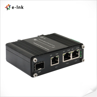 Mini Industrial 3-Puerto 10/100/1000T 802.3at PoE + 1-Puerto 100/1000X SFP Switch Ethernet con entrada de 12~48VDC y potenciador de voltaje