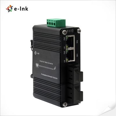 Mini Industrial 2 puertos 10/100/1000T 802.3at PoE + 2 puertos 100/1000Base-X SFP Switch Ethernet con función de refuerzo de potencia de 12~48VDC