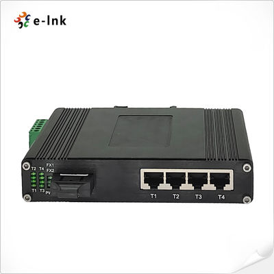 Commutador Ethernet de 4 puertos industriales 10/100/1000T 802.3at PoE + 1 puerto 100/1000BASE-X
