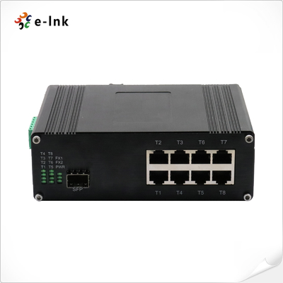 Interruptor Ethernet de base-X de 8 puertos industriales 10/100/1000T 802.3bt PoE + 1 puerto 100/1000