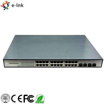 10/100/1000Mbps PoE-PSE Interruptor Ethernet de fibra a cobre: 4 SFP + 24 PoE