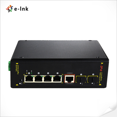 4 puertos industriales no administrados 10/100/1000T UPoE (60W de alta potencia) + 2 puertos 1000X SFP Ethernet Switch