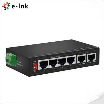 4 puertos 10/100BASE-T PoE + 2 puertos 100BASE-T Uplink Industrial 250m PoE Switch