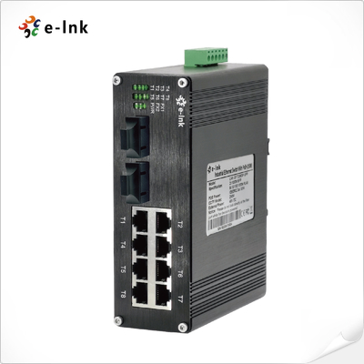 Interruptor Ethernet industrial de 8 puertos 10/100Base-T + 2 puertos 100BASE-FX
