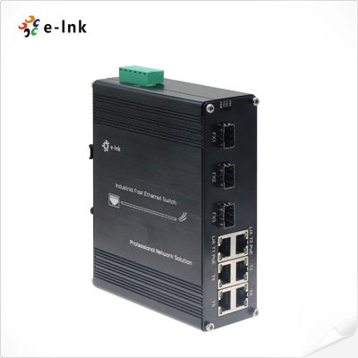 Interruptor Ethernet industrial de 6 puertos 10/100T 802.3af/a PoE + 3 puertos 100BASE-FX