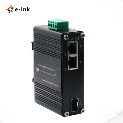 Mini Convertidor de Medios Ethernet Industrial de 1 Puerto SFP 100/1000X a 2 Puertos 10/100/1000T, Soporta Dúplex Completo/Medio, Auto-negociación