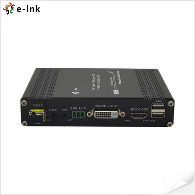 1Ch 1080P DVI + USB KVM + 1Ch RS232 + 1Ch Bidi Stereo Audio + 1Ch GPIO sobre el extensor de fibra