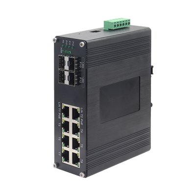 Interruptor Ethernet administrado por SFP de 8 puertos industriales 10/100/1000T 802.3at PoE + 4 puertos 1000X