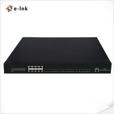 12 puertos 10G SFP + Fibra + 8 puertos 10/100/1000M de cobre RJ45 Interruptor de fibra Ethernet administrado